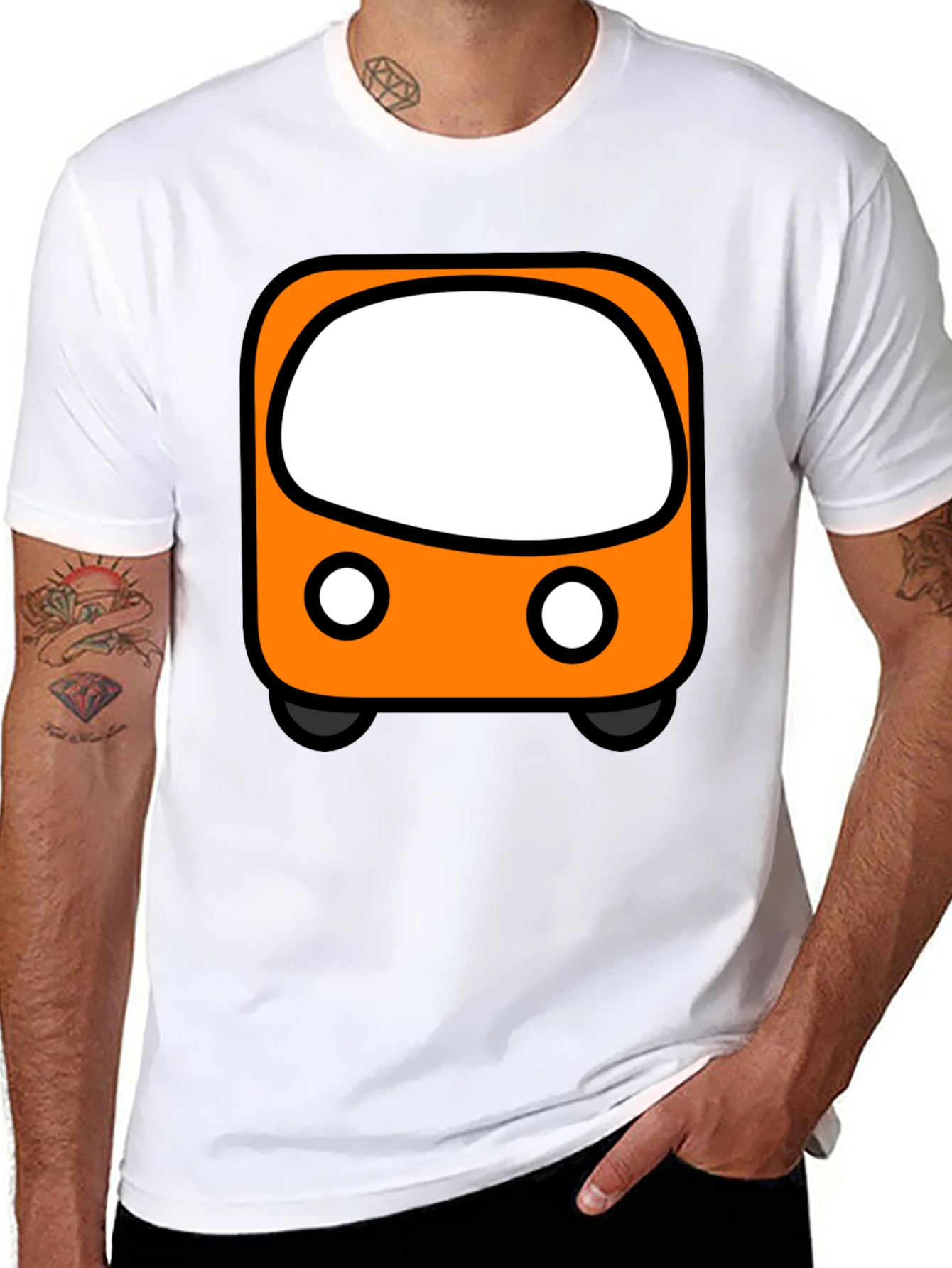 Cartoon Bus Graphic Tee - Black Unisex T-Shirt