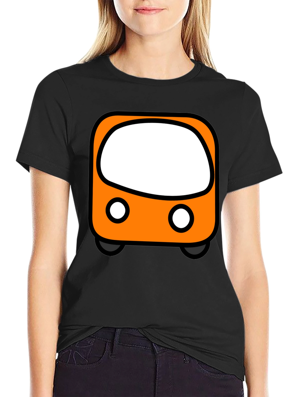 Cartoon Bus Graphic Tee - Black Unisex T-Shirt