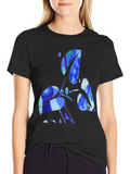 Abstract Blue Graphic Black T-Shirt
