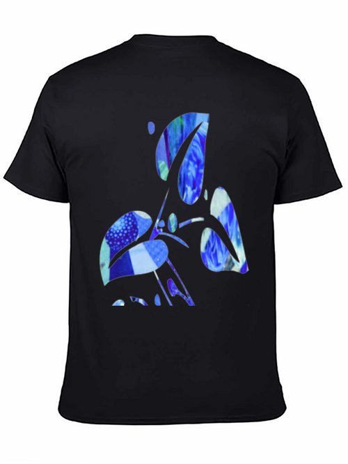 Abstract Blue Graphic Black T-Shirt