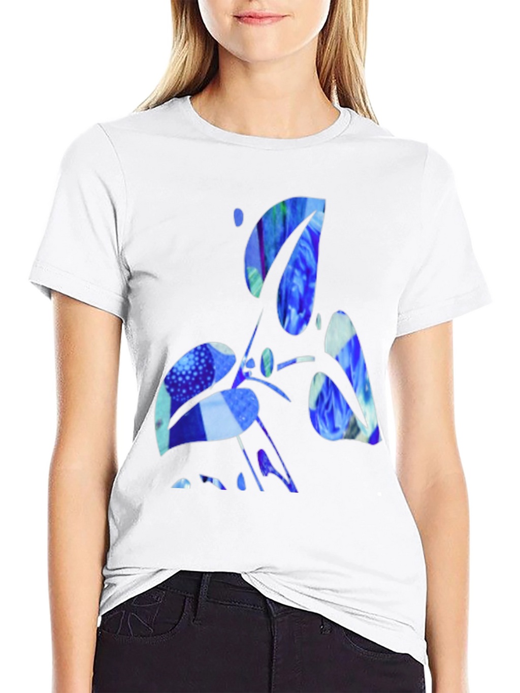 Abstract Blue Graphic Black T-Shirt