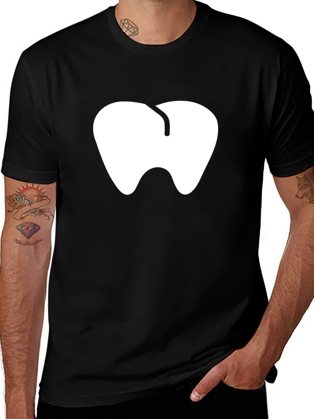 Dentist Tooth Graphic Tee - Black Cotton T-Shirt