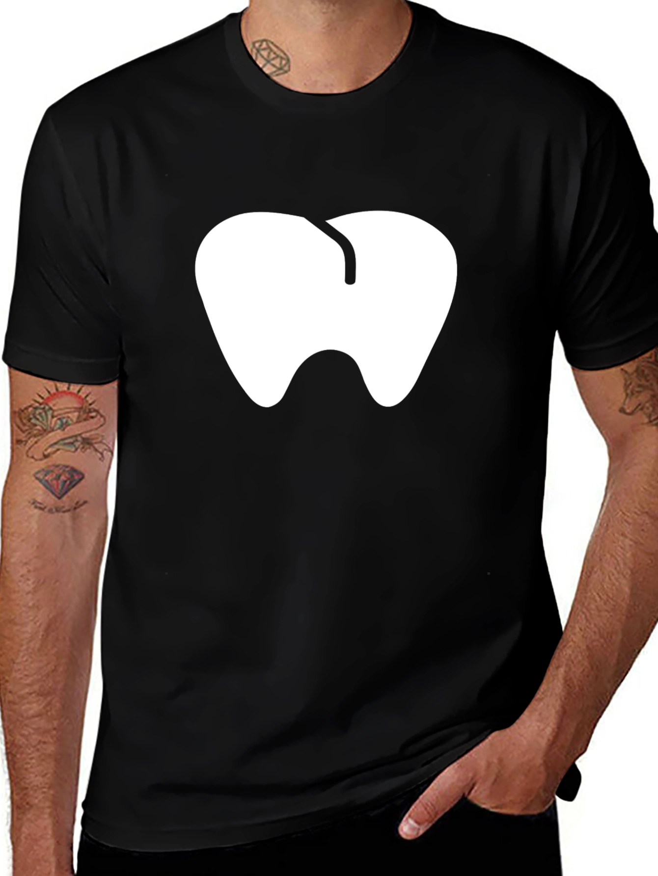 Dentist Tooth Graphic Tee - Black Cotton T-Shirt