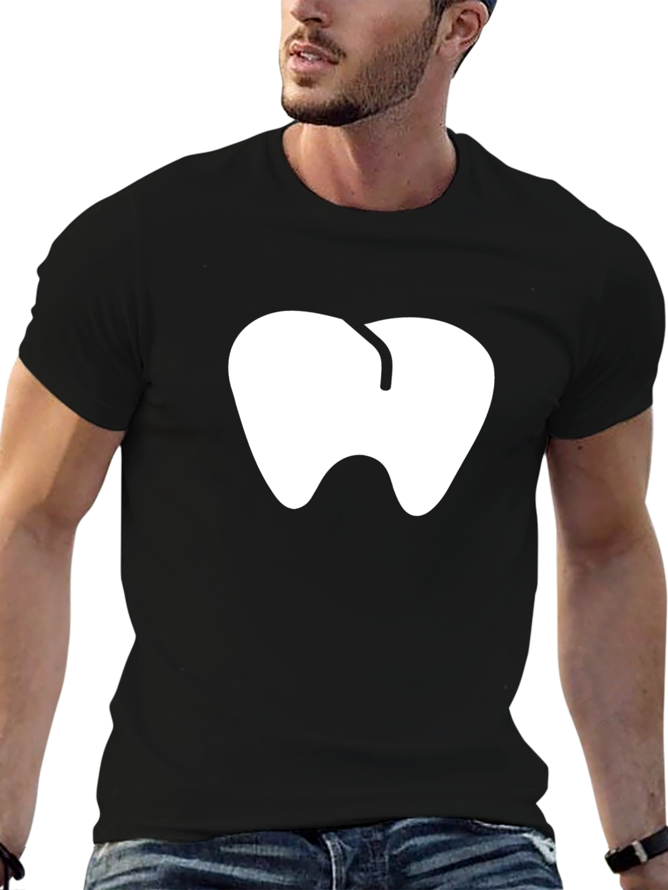Dentist Tooth Graphic Tee - Black Cotton T-Shirt