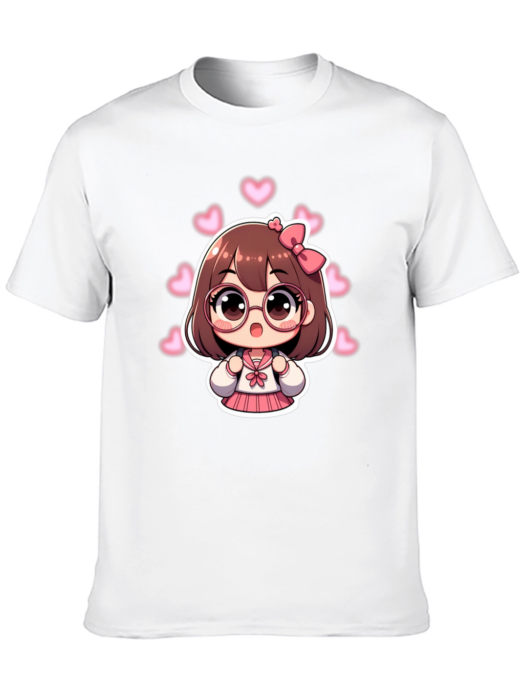 Kawaii Anime Girl Black T-Shirt