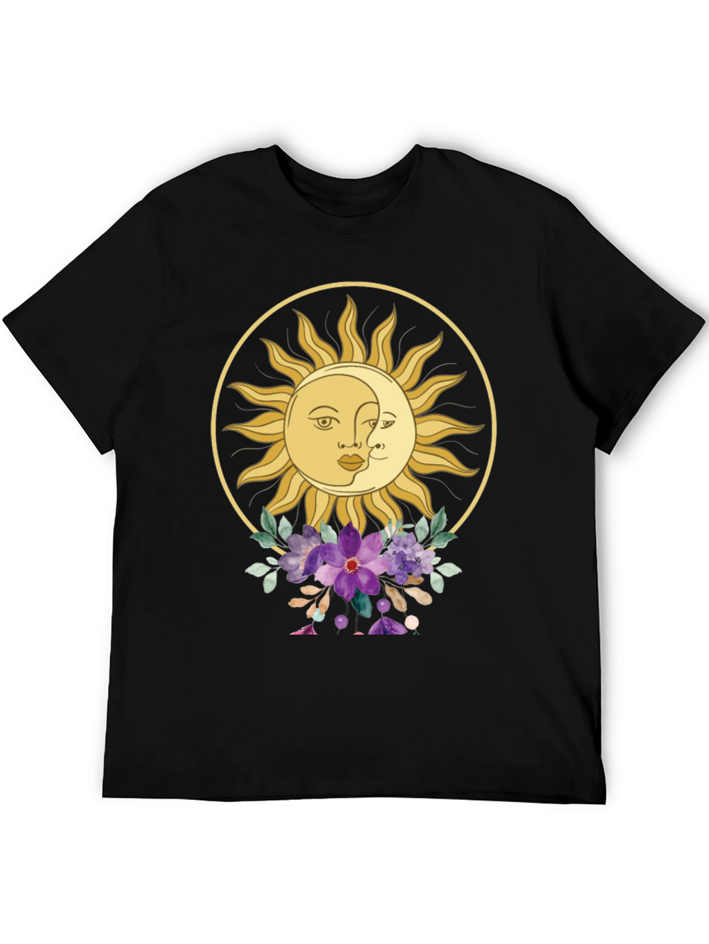 Celestial Sun & Moon Floral Graphic Tee