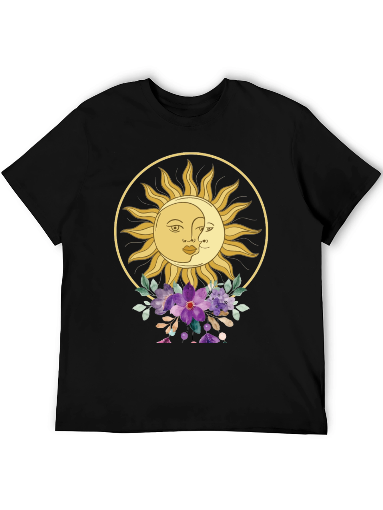Celestial Sun & Moon Floral Graphic Tee