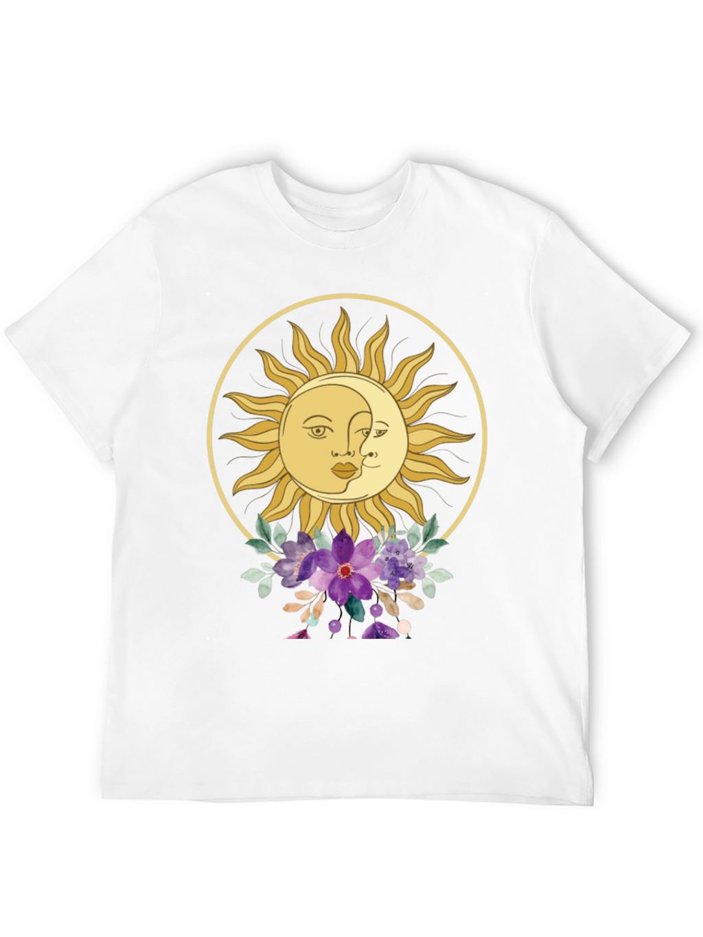 Celestial Sun & Moon Floral Graphic Tee