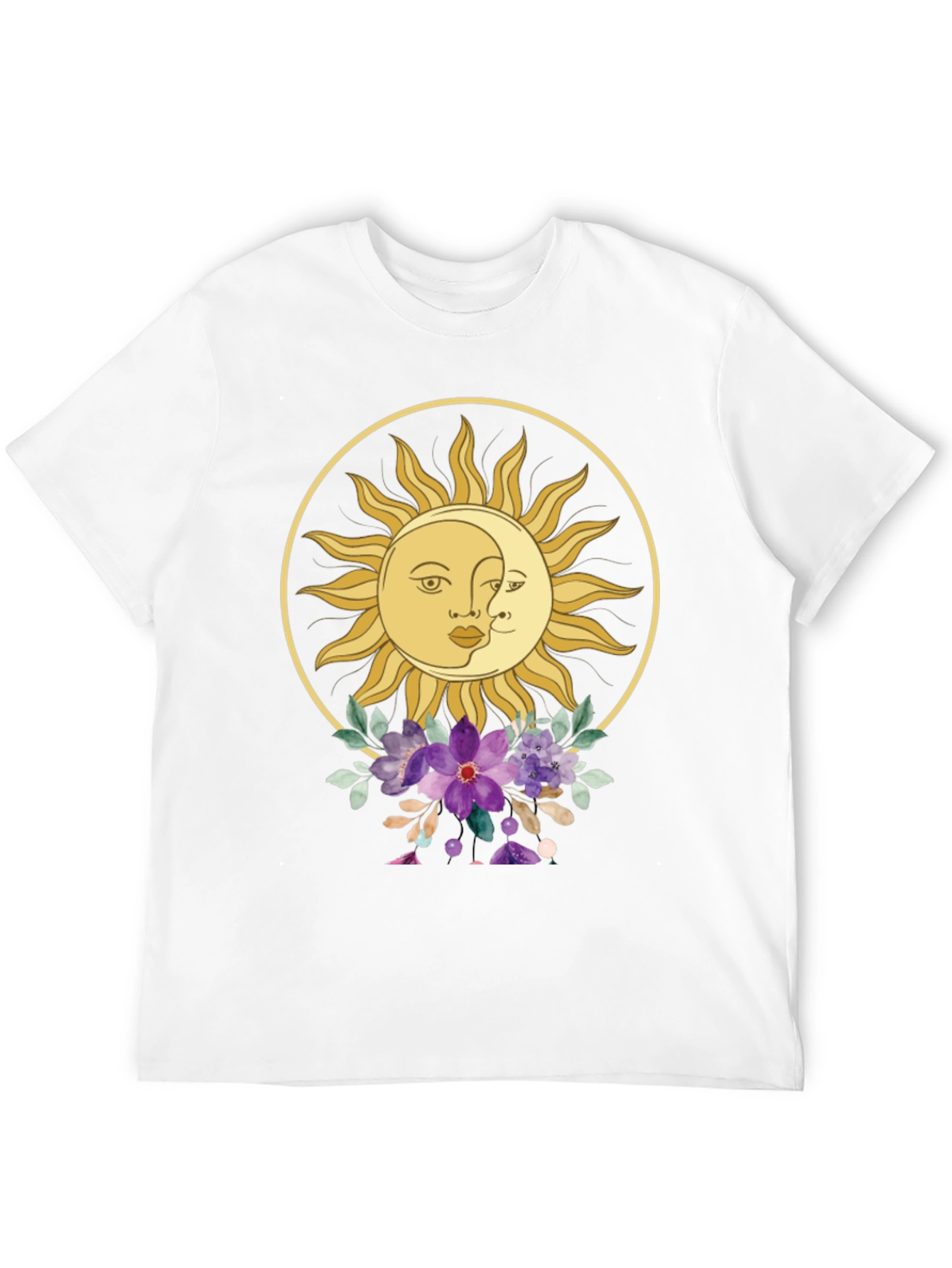 Celestial Sun & Moon Floral Graphic Tee