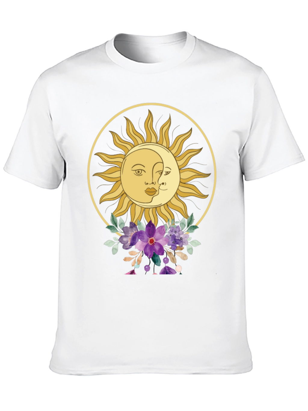 Celestial Sun & Moon Floral Graphic Tee