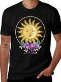 Celestial Sun & Moon Floral Graphic Tee