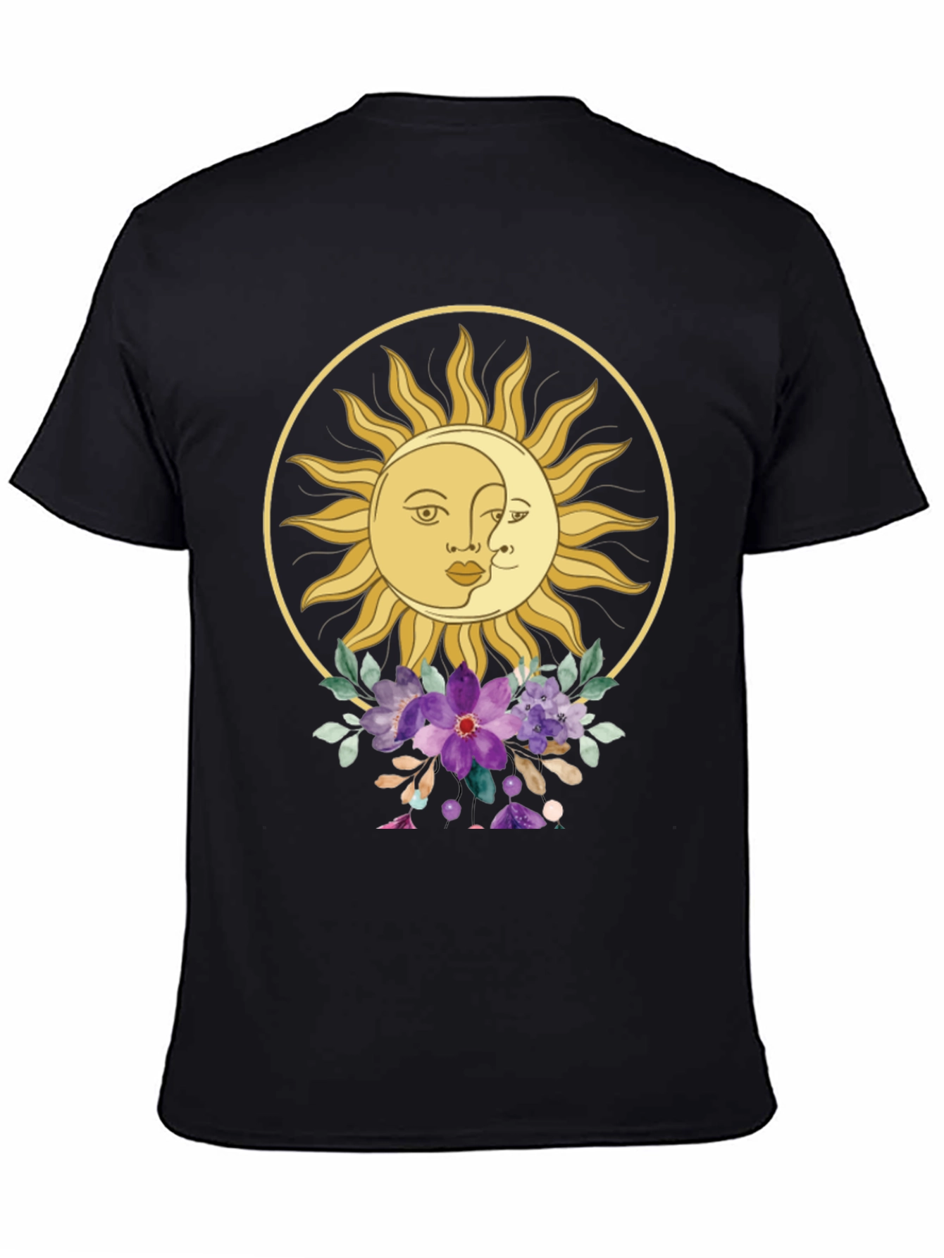 Celestial Sun & Moon Floral Graphic Tee
