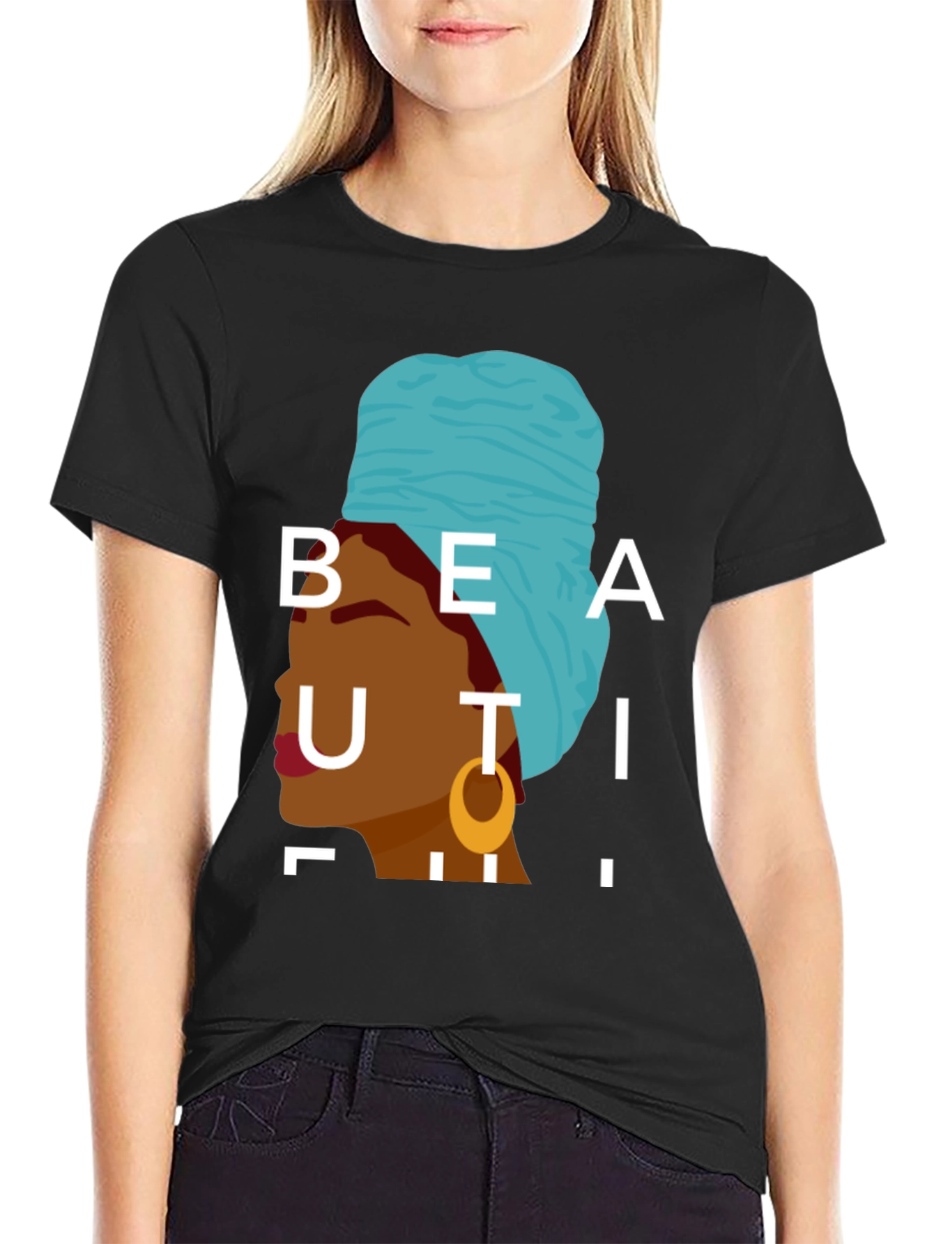 Beautiful Woman Graphic Tee - Stylish Black T-Shirt