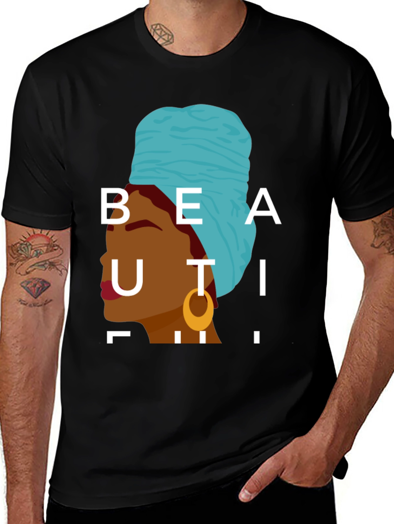 Beautiful Woman Graphic Tee - Stylish Black T-Shirt