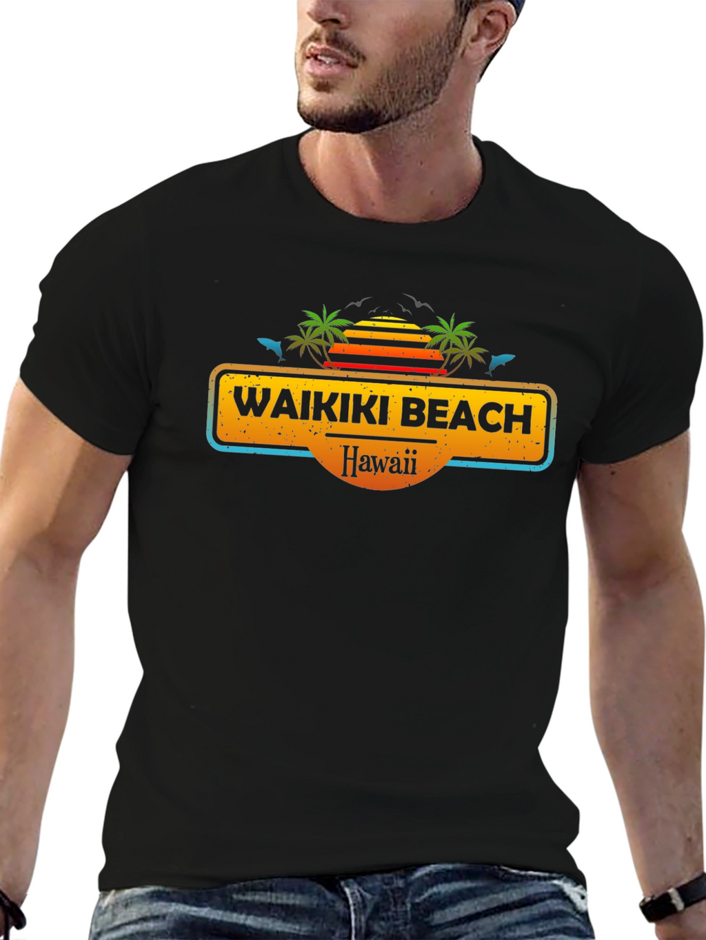 Waikiki Beach Hawaii Graphic T-Shirt