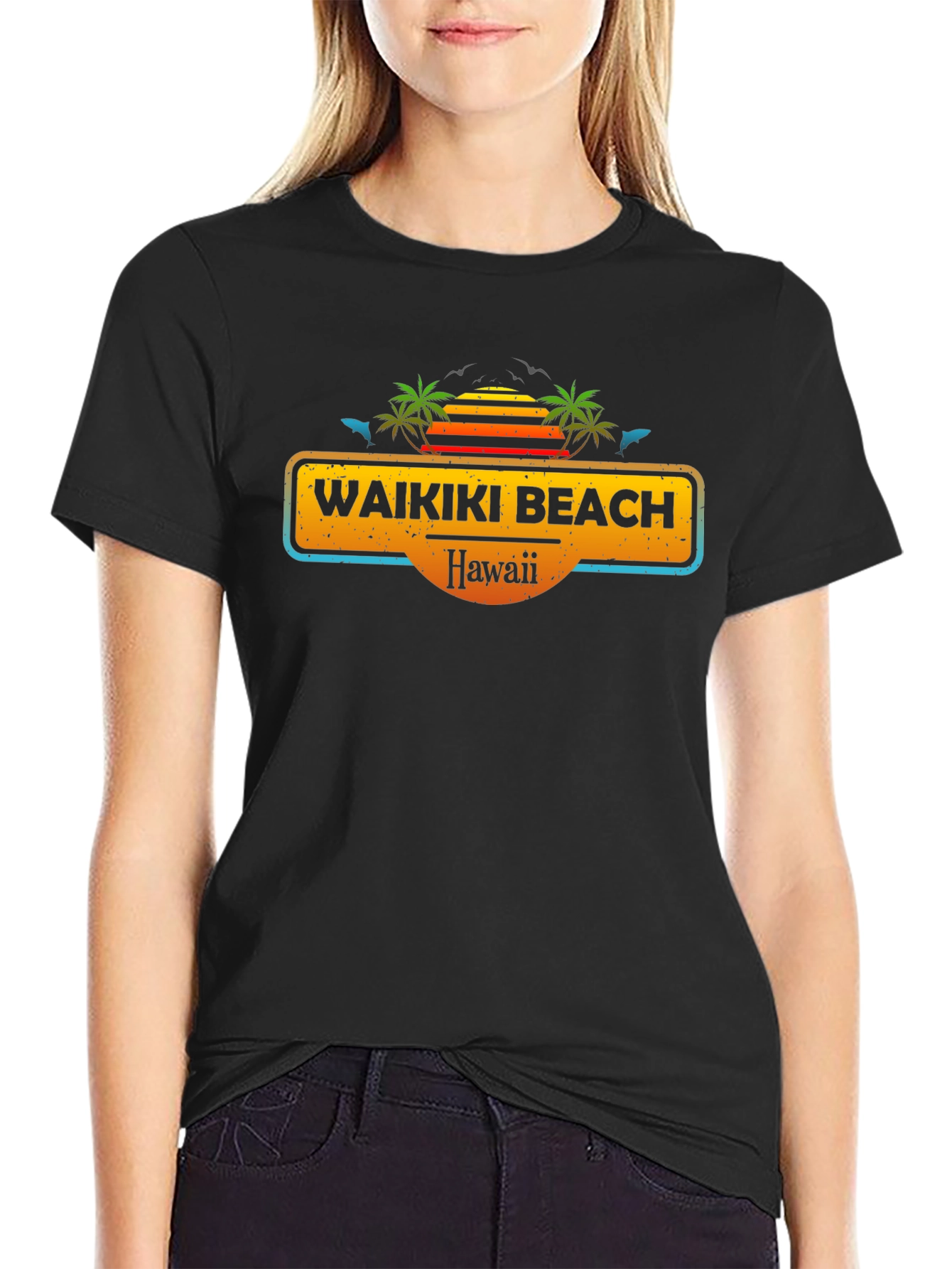 Waikiki Beach Hawaii Graphic T-Shirt