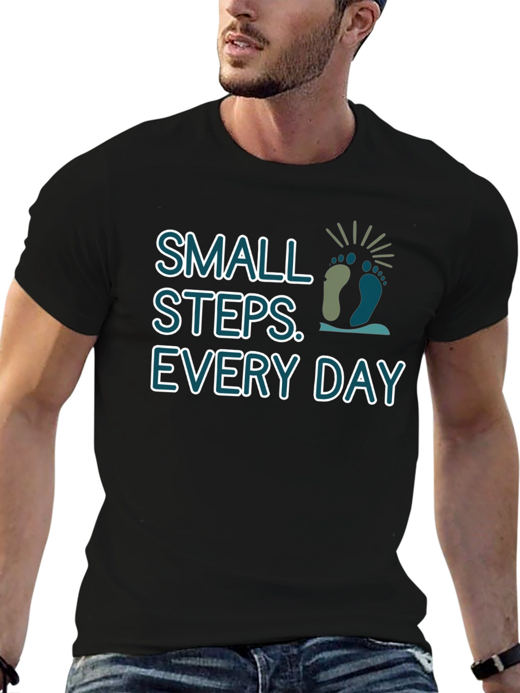 Small Steps Every Day Black T-Shirt