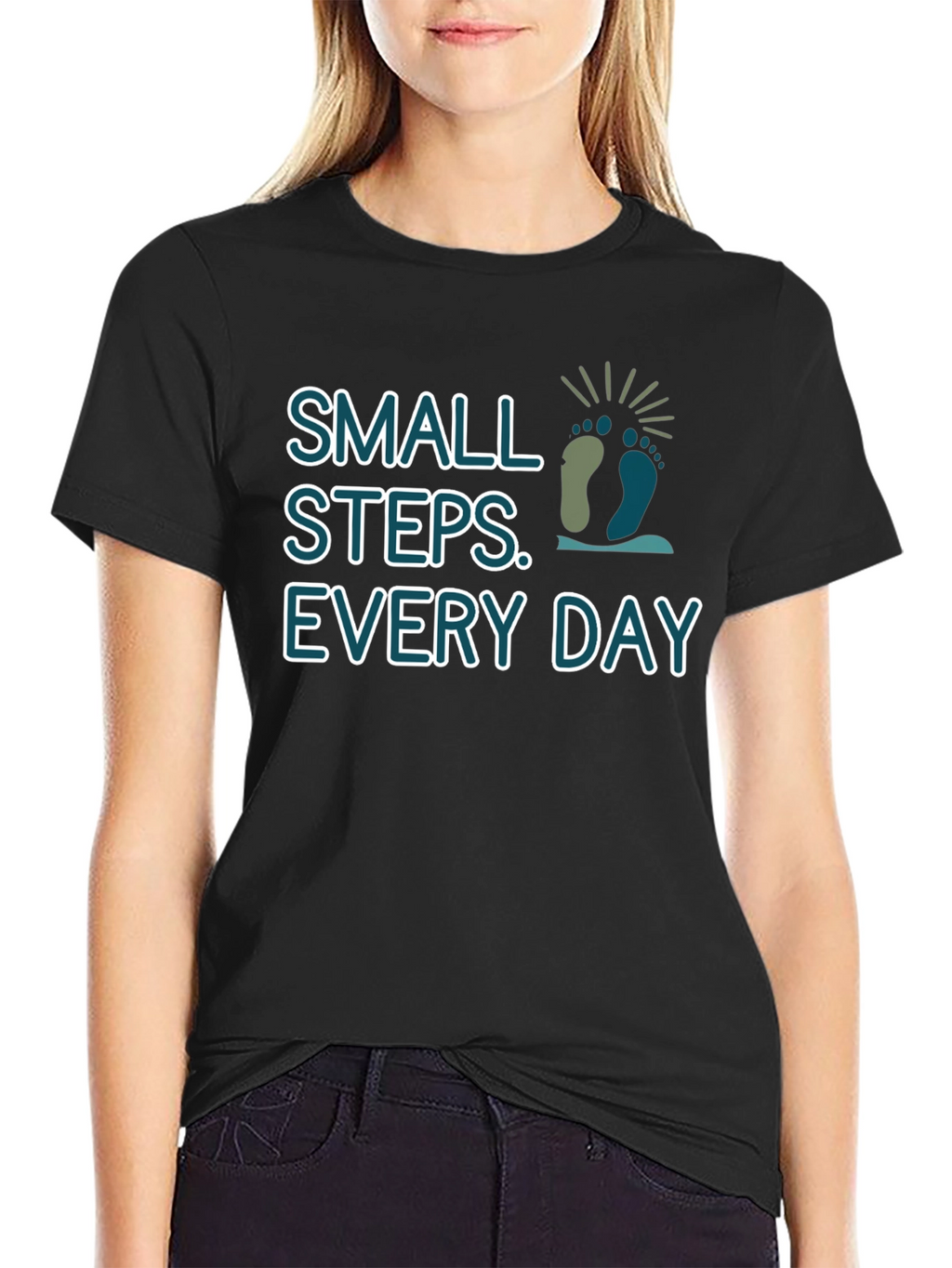 Small Steps Every Day Black T-Shirt