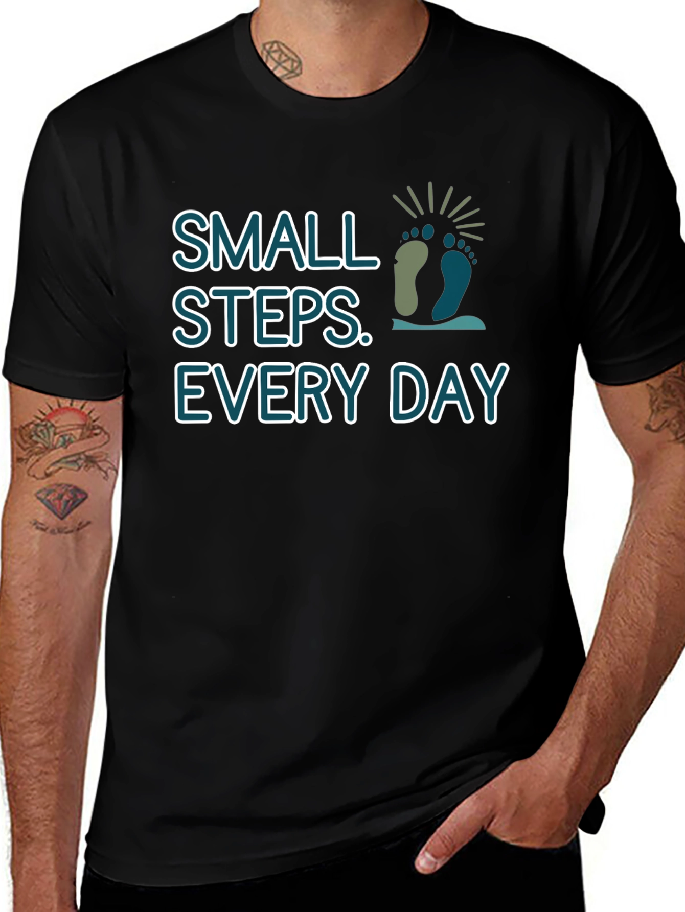 Small Steps Every Day Black T-Shirt