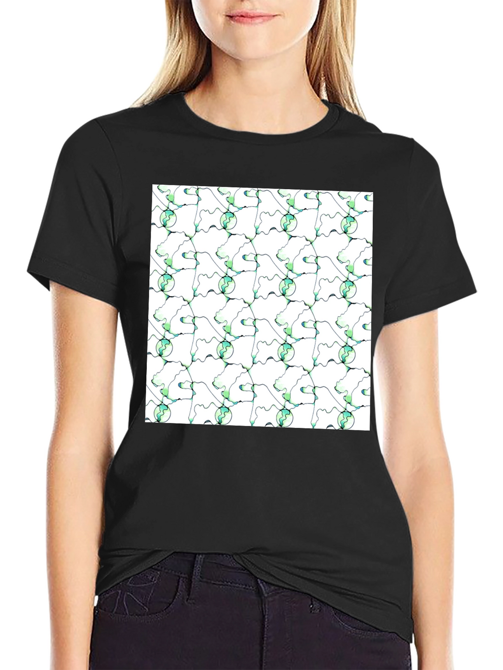 Abstract Green Planet Pattern T-Shirt