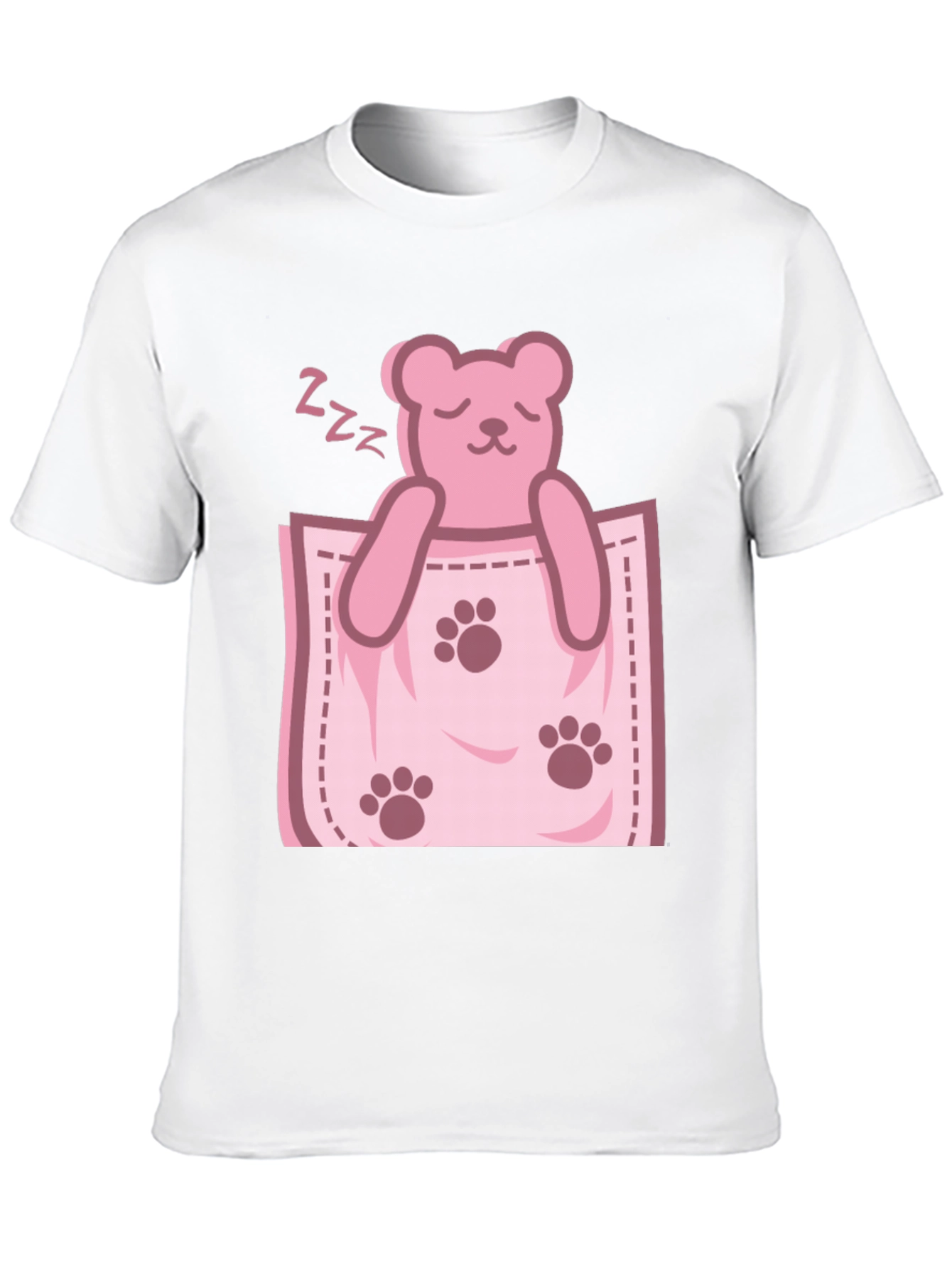 Cute Sleeping Bear Pocket Graphic Tee