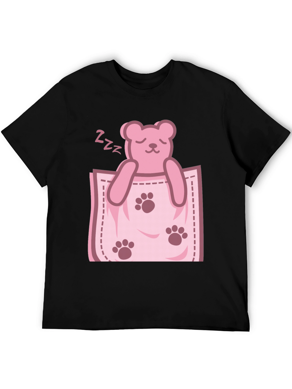 Cute Sleeping Bear Pocket Graphic Tee