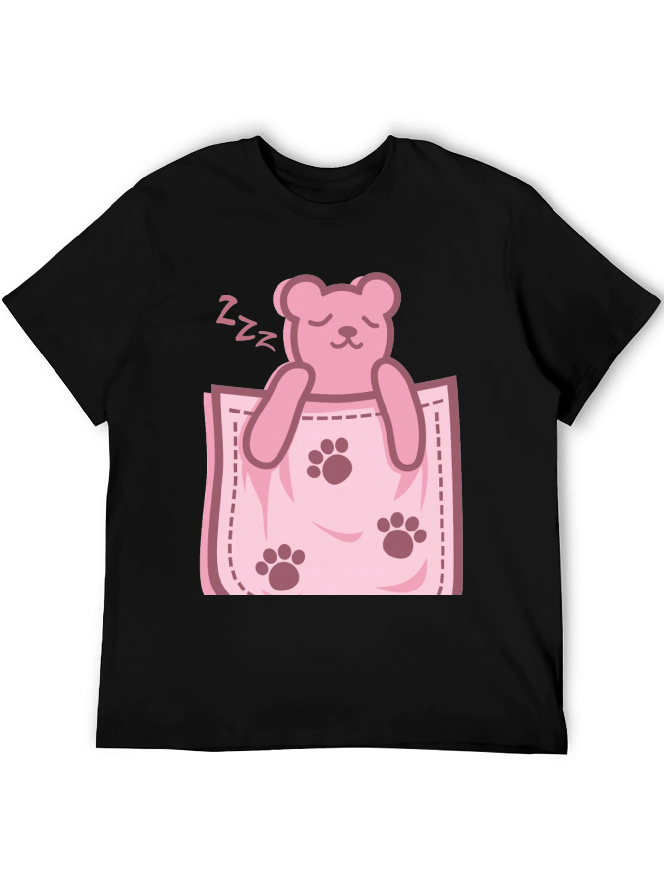 Cute Sleeping Bear Pocket Graphic Tee