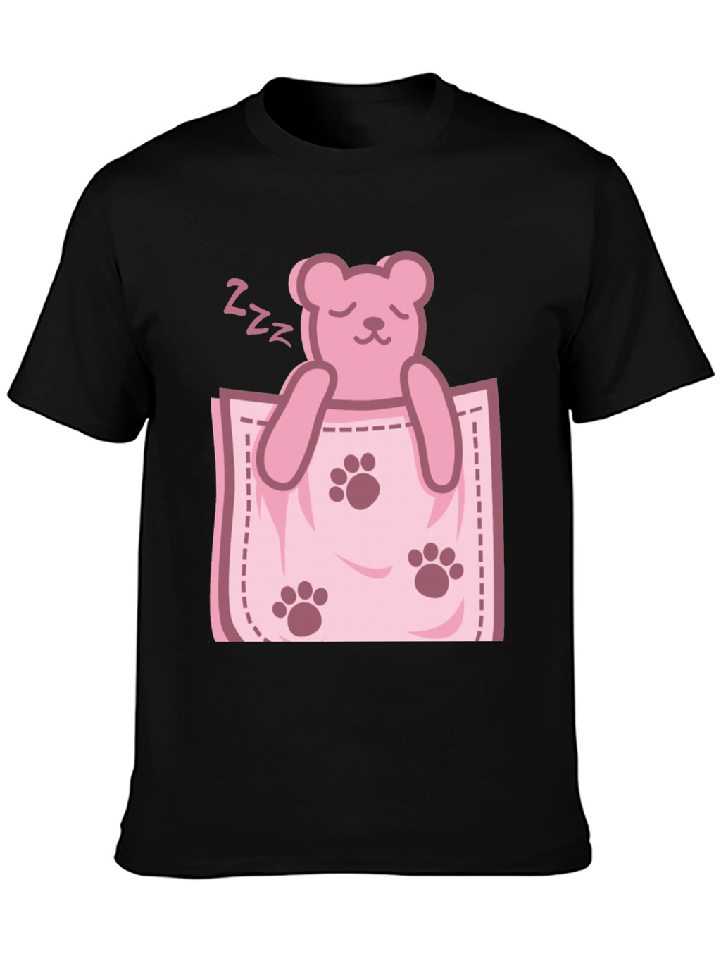 Cute Sleeping Bear Pocket Graphic Tee