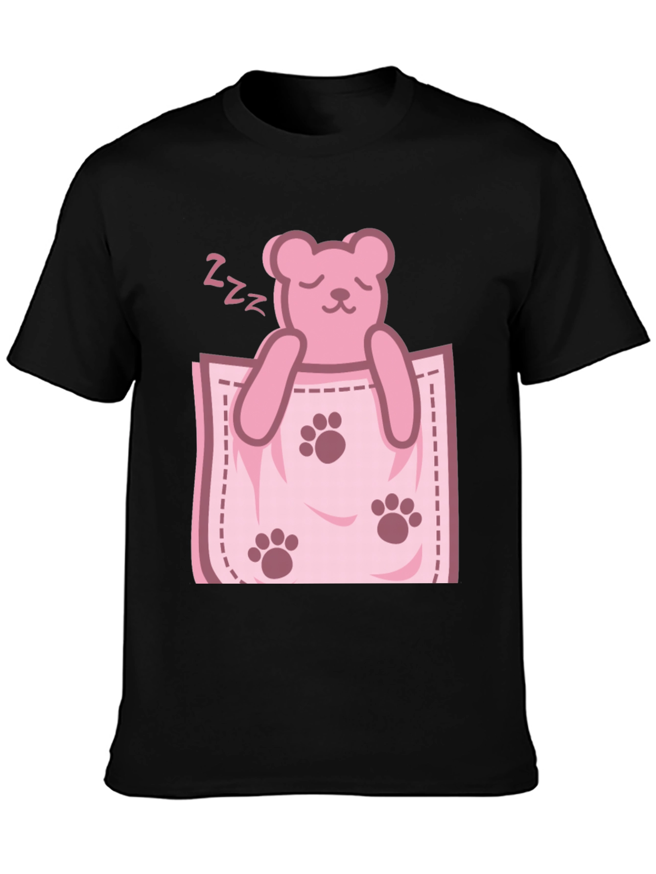Cute Sleeping Bear Pocket Graphic Tee
