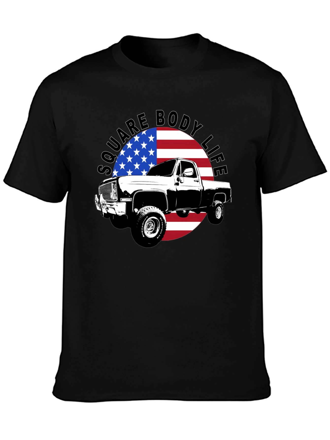 Square Body Life T-Shirt - American Flag Design