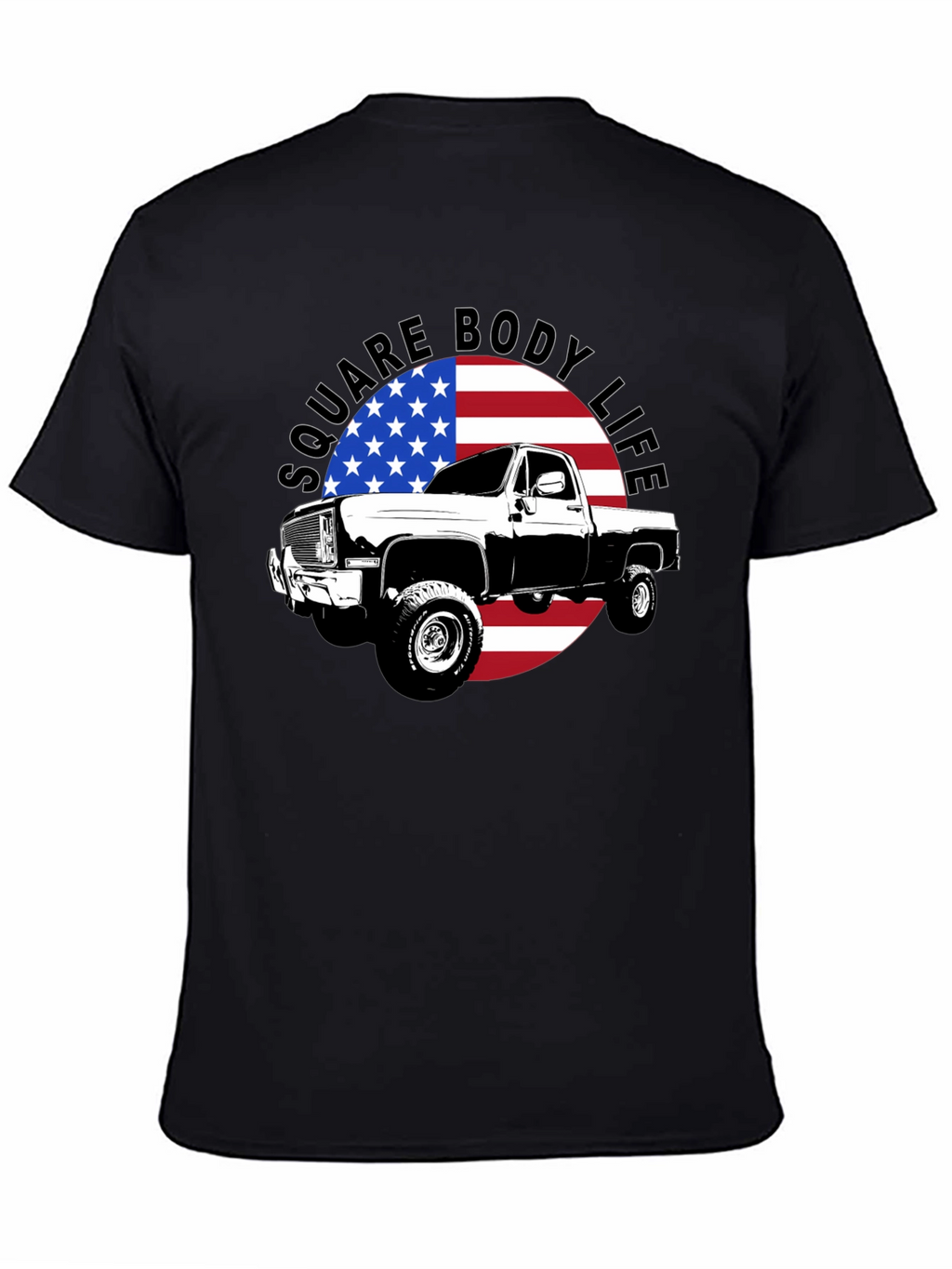 Square Body Life T-Shirt - American Flag Design