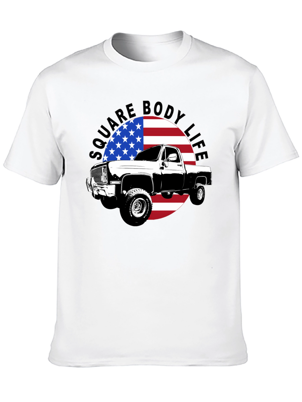 Square Body Life T-Shirt - American Flag Design