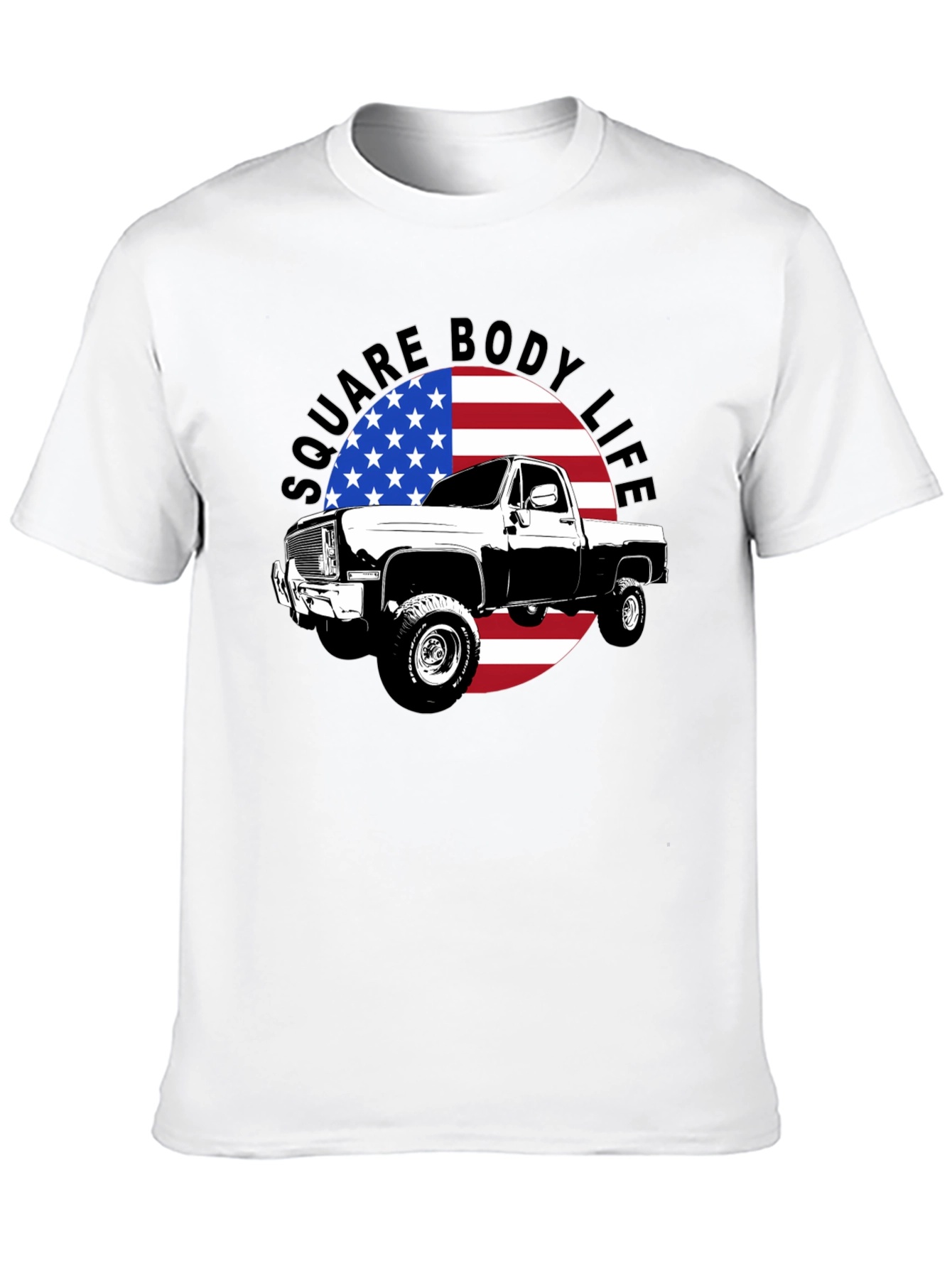 Square Body Life T-Shirt - American Flag Design