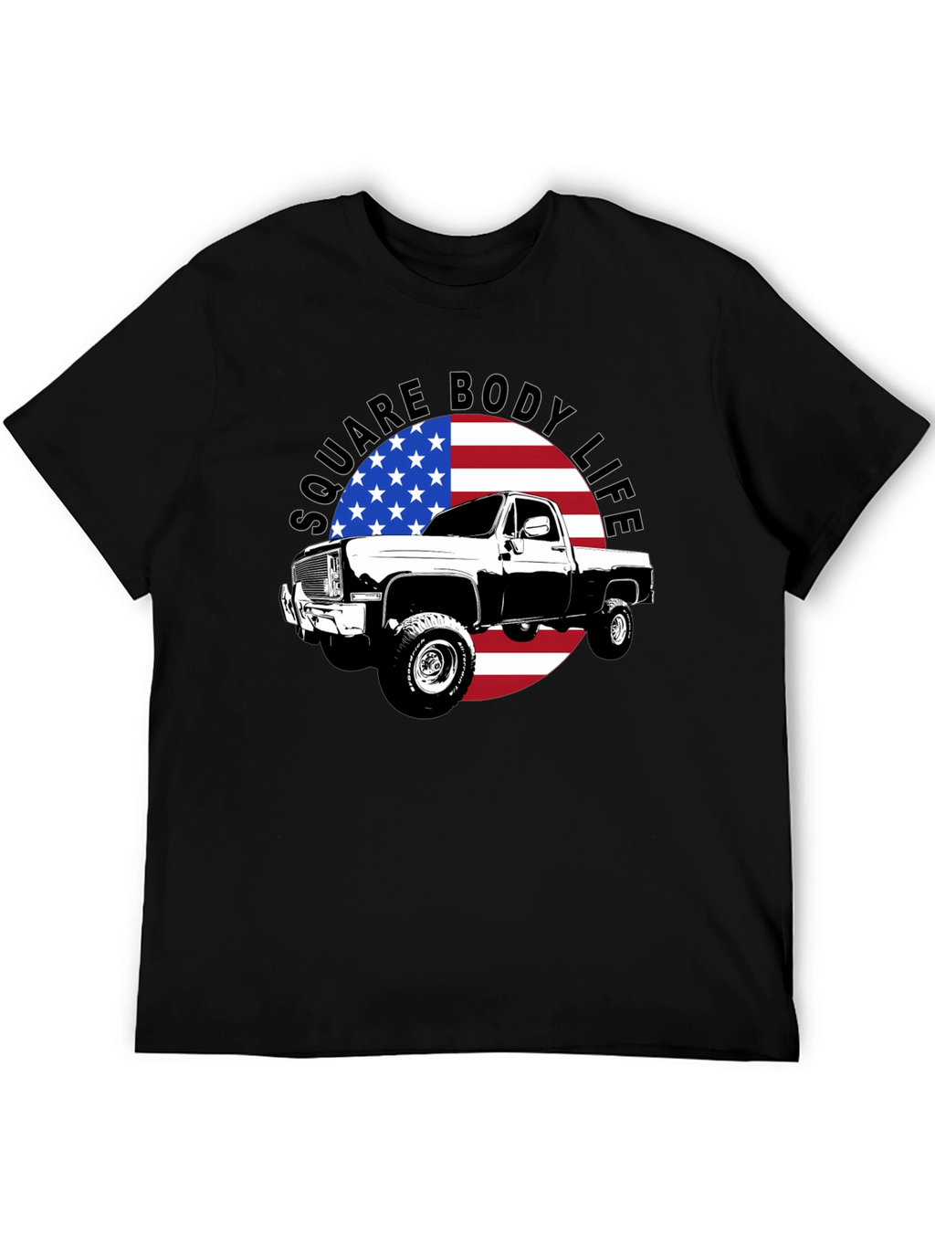 Square Body Life T-Shirt - American Flag Design