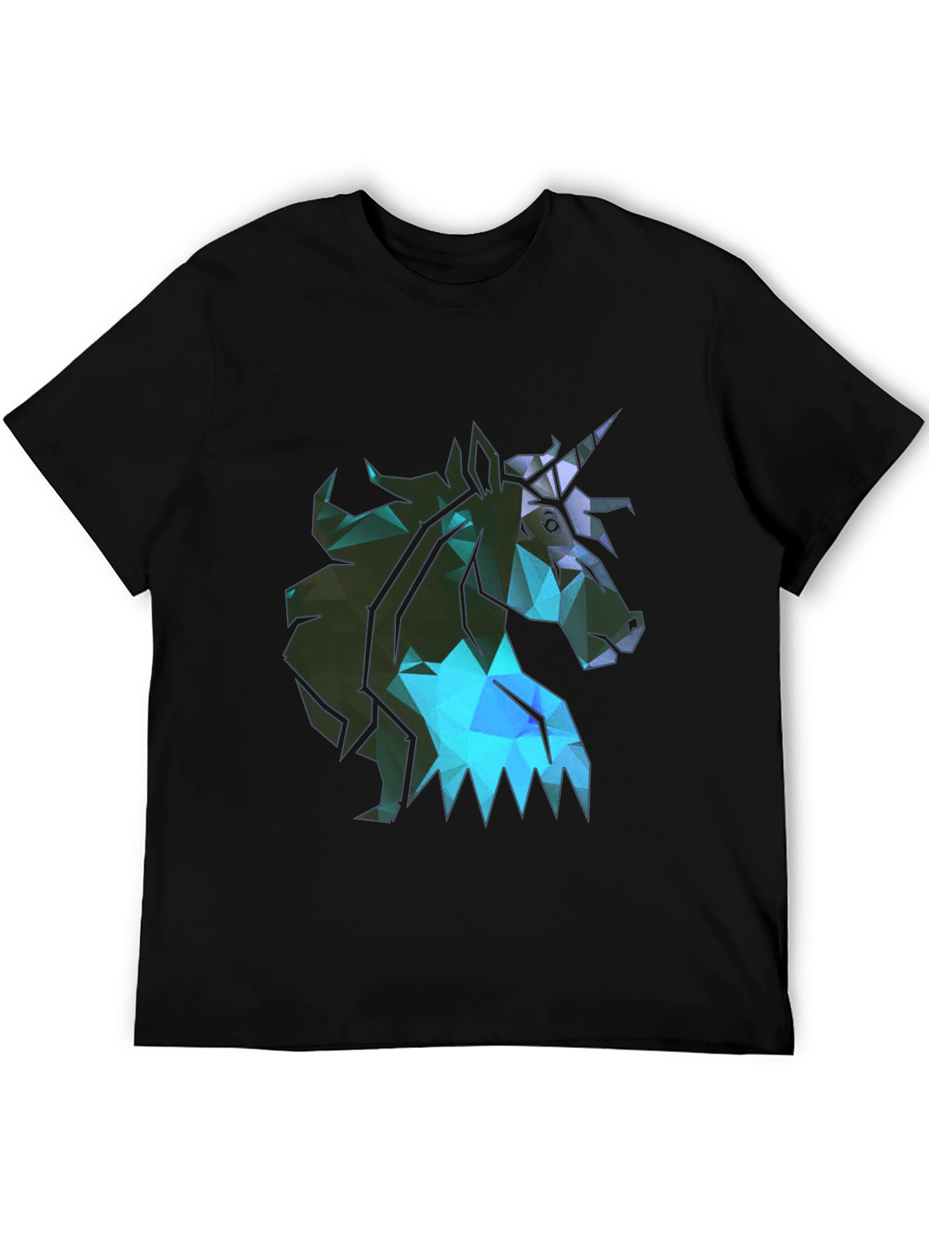 Geometric Unicorn Mens Black T-Shirt