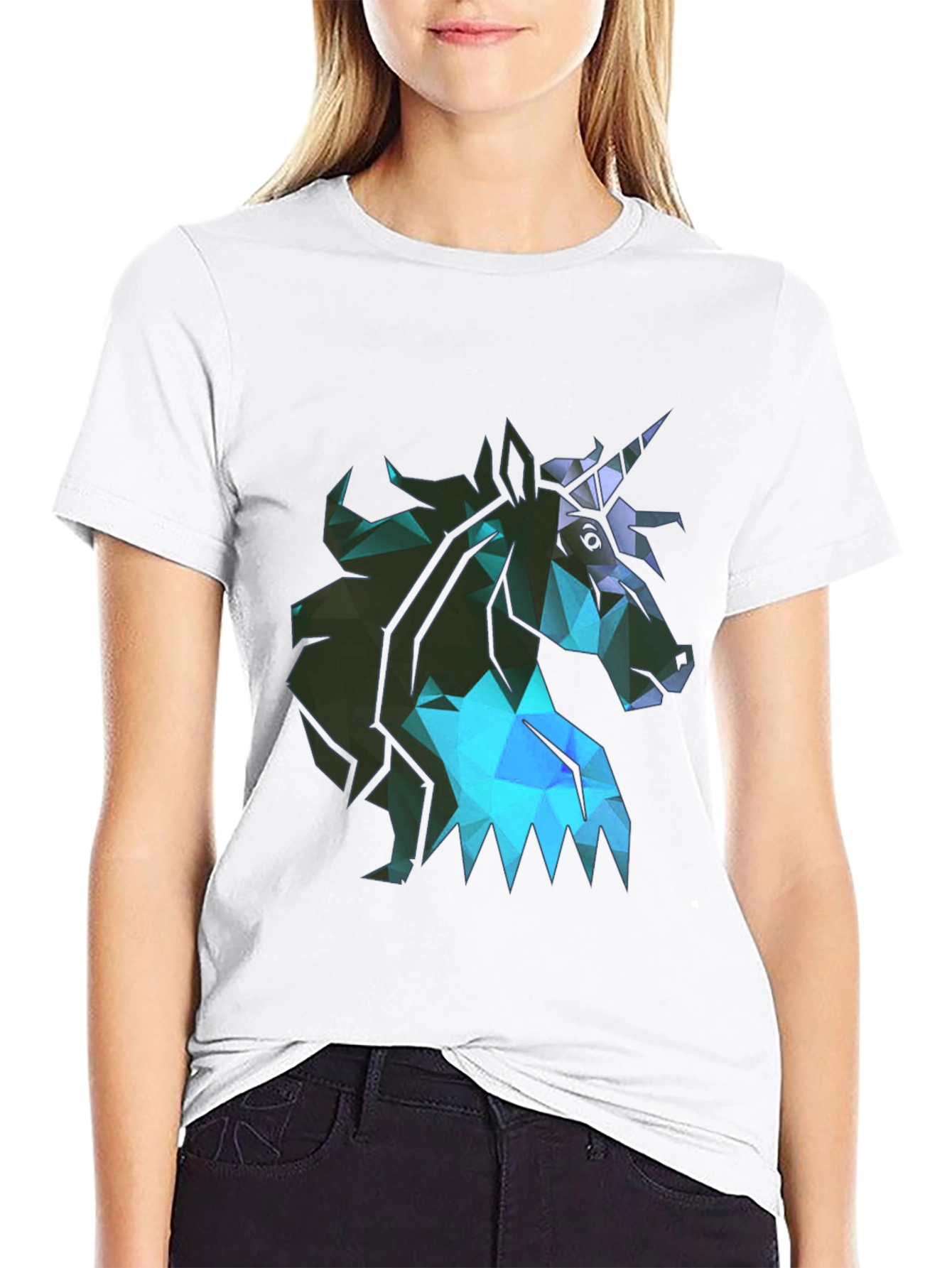 Geometric Unicorn Mens Black T-Shirt