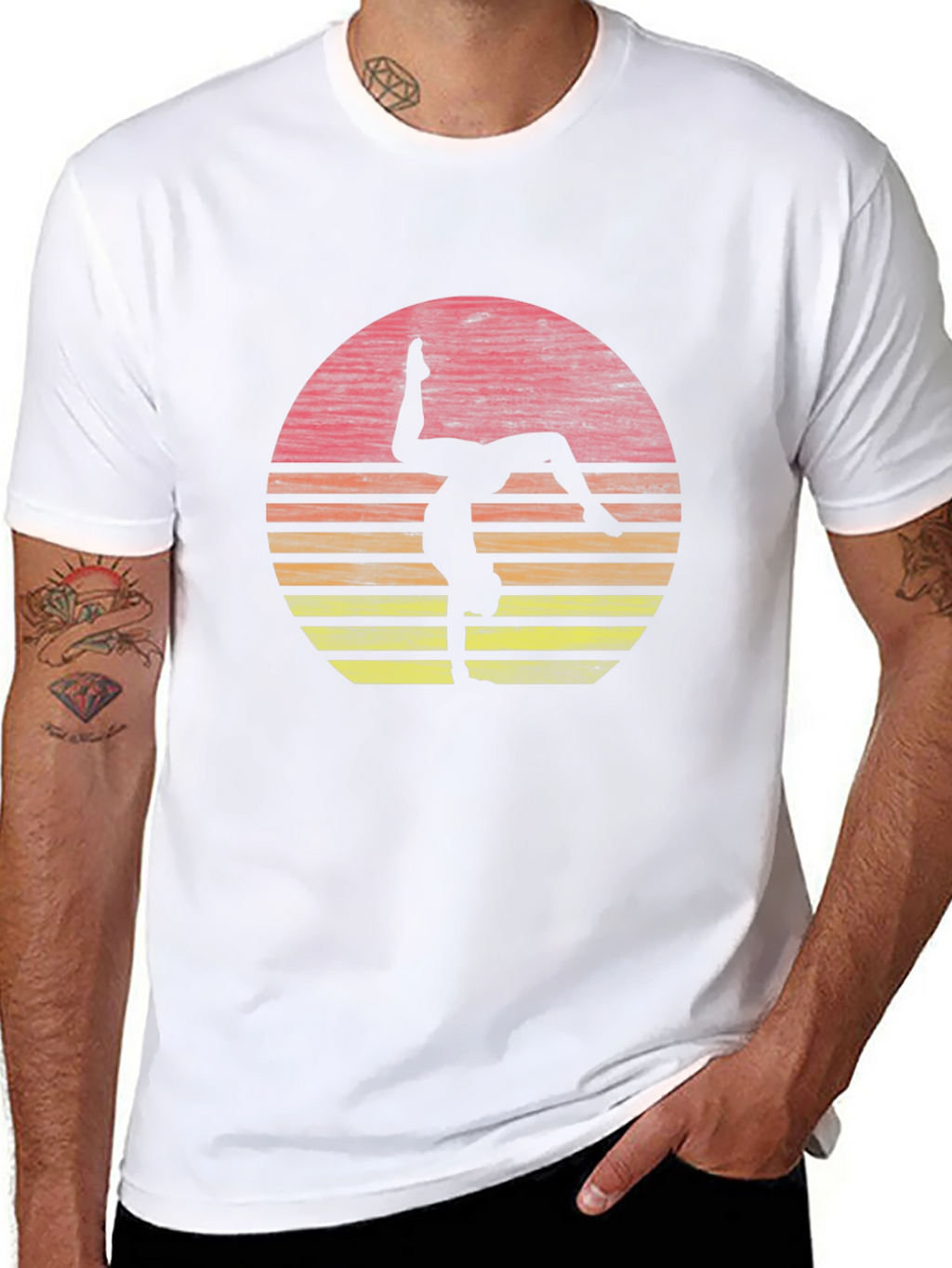 Gymnast Sunset Graphic Tee - Black Cotton T-Shirt