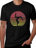 Gymnast Sunset Graphic Tee - Black Cotton T-Shirt