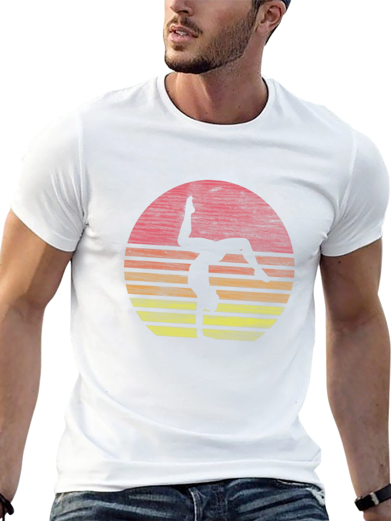 Gymnast Sunset Graphic Tee - Black Cotton T-Shirt