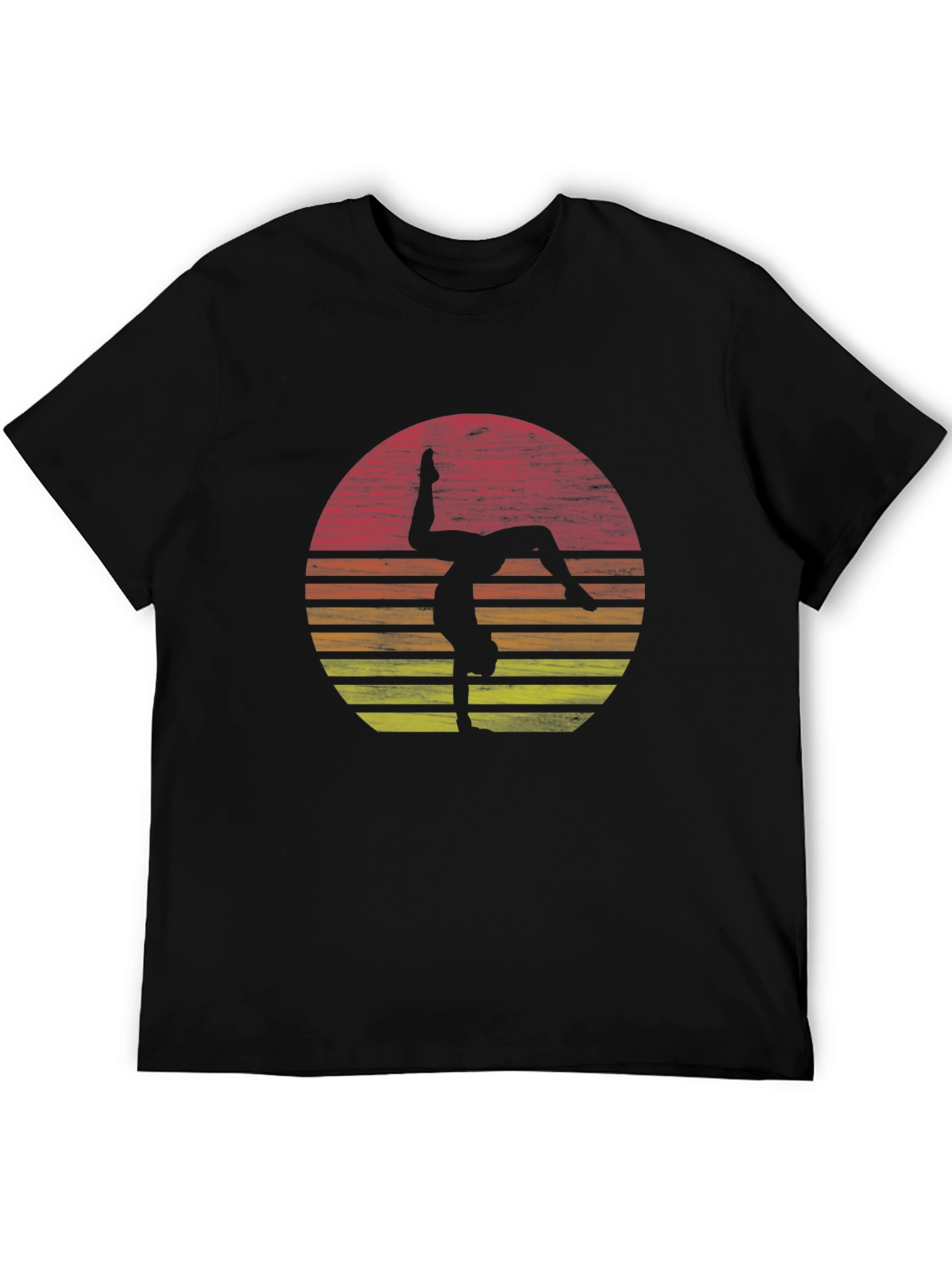 Gymnast Sunset Graphic Tee - Black Cotton T-Shirt