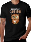 Powered By Caffeine Owl Graphic T-Shirt