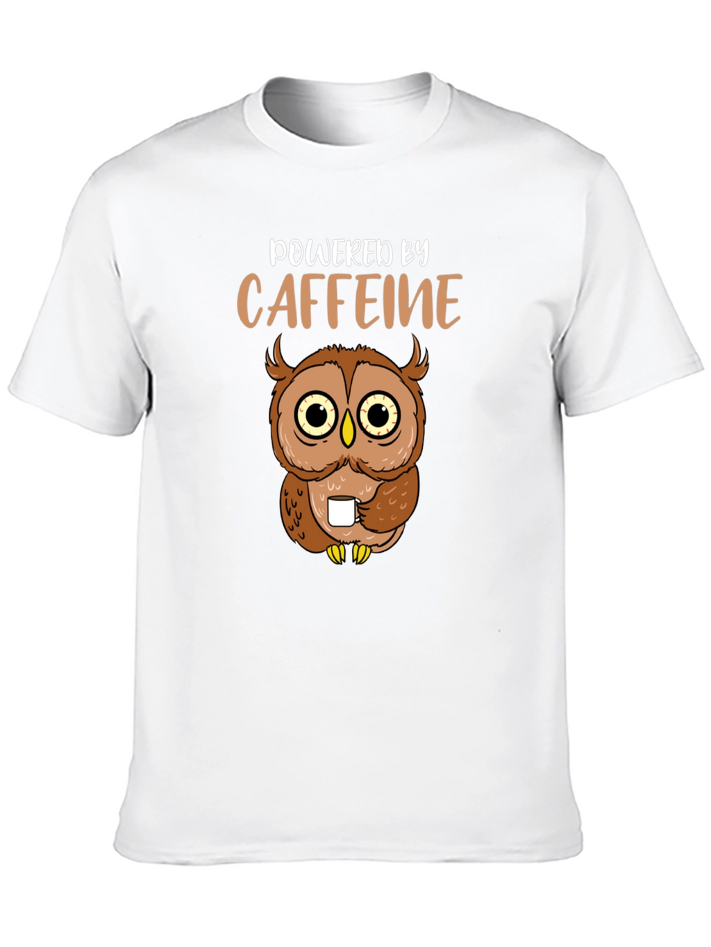 Powered By Caffeine Owl Graphic T-Shirt