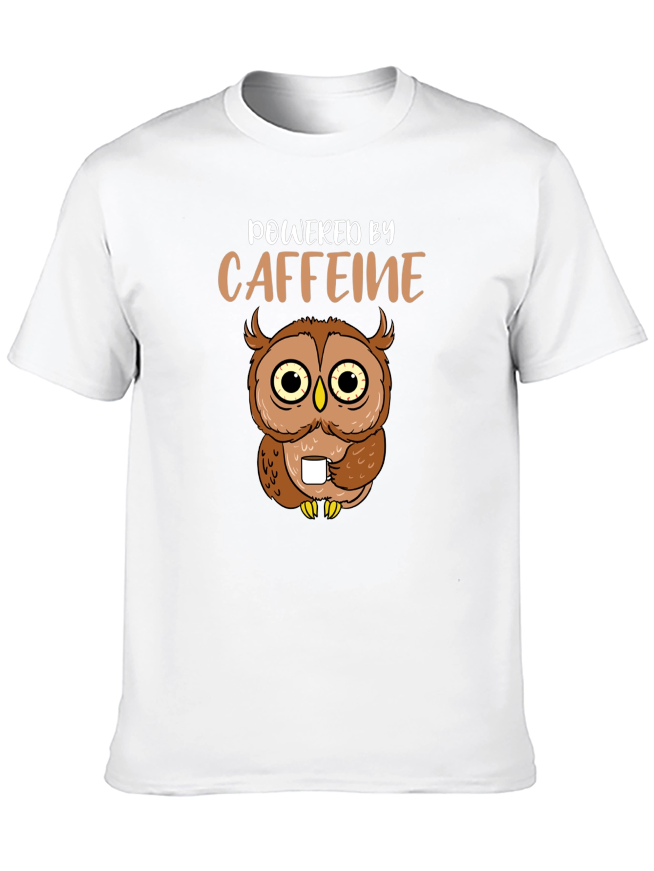 Powered By Caffeine Owl Graphic T-Shirt