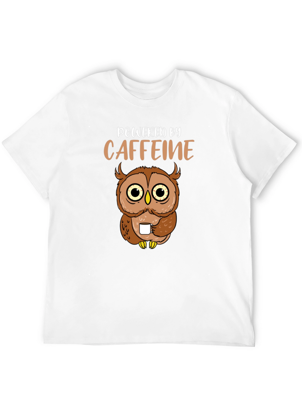 Powered By Caffeine Owl Graphic T-Shirt