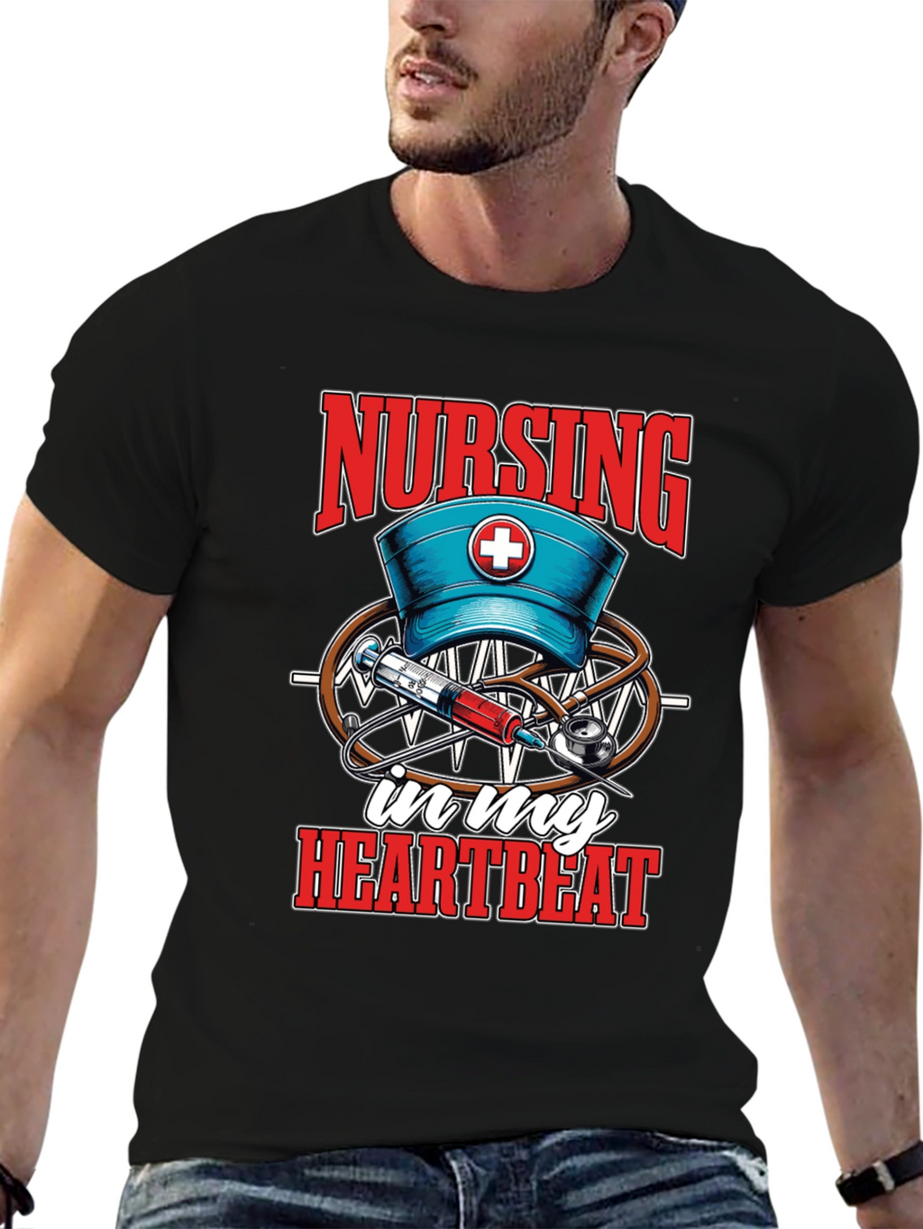 Nursing in My Heartbeat T-Shirt - Medical Staff Apparel