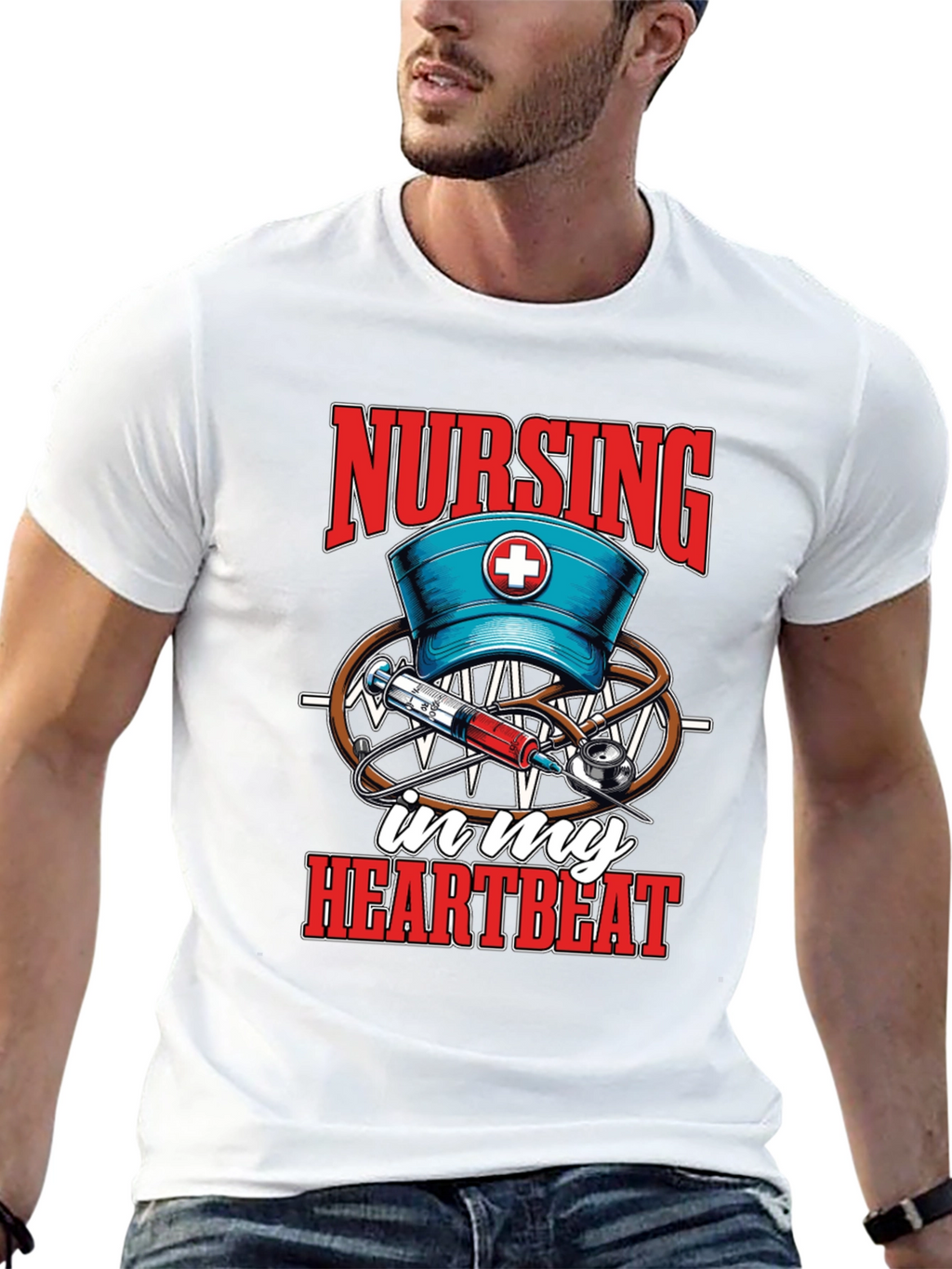 Nursing in My Heartbeat T-Shirt - Medical Staff Apparel