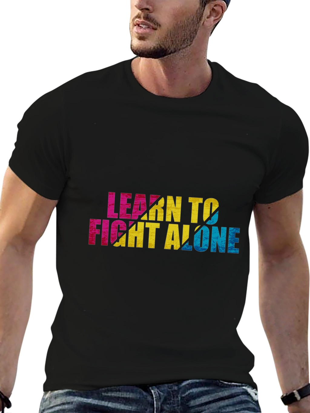 Learn To Fight Alone Graphic Black Tee