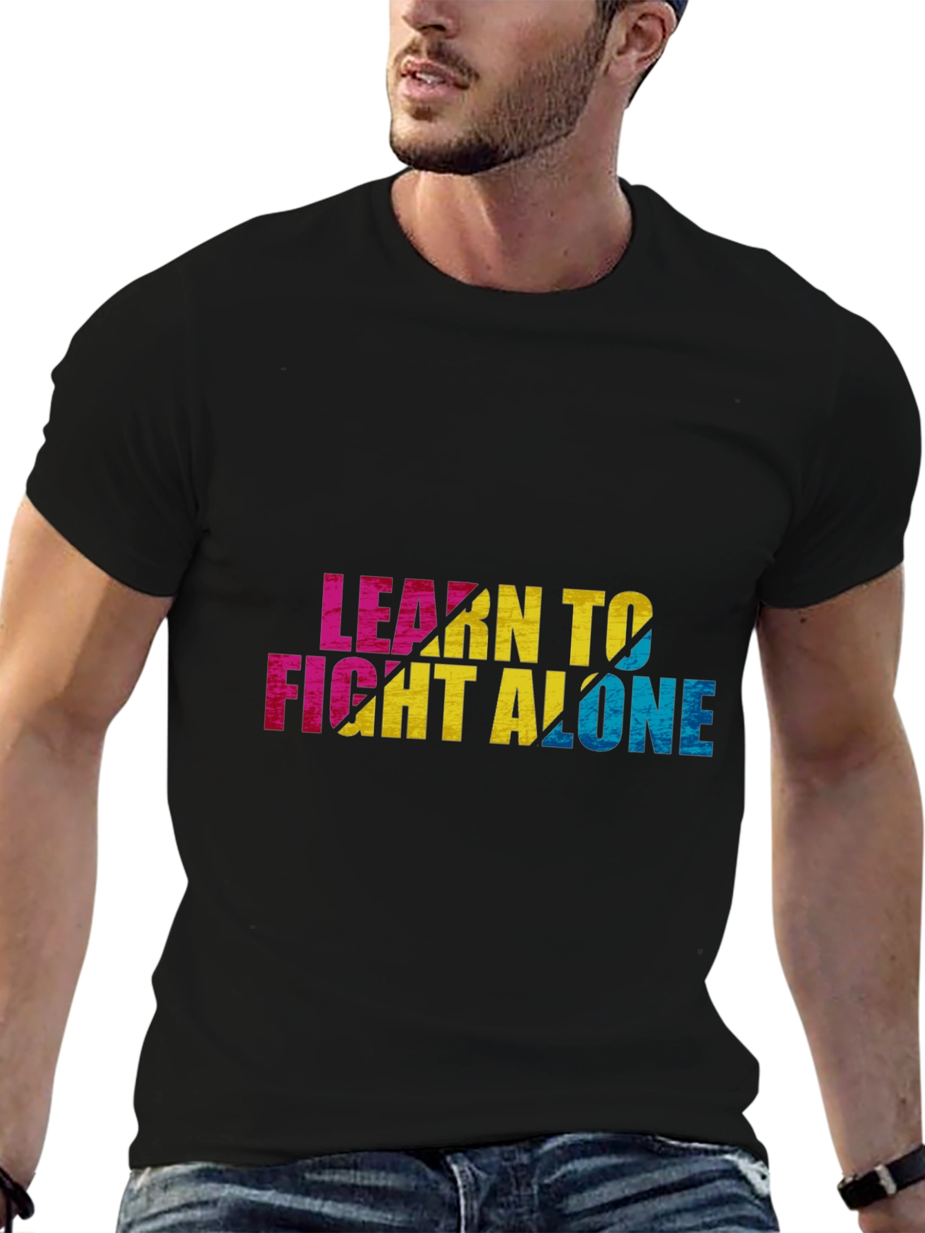 Learn To Fight Alone Graphic Black Tee