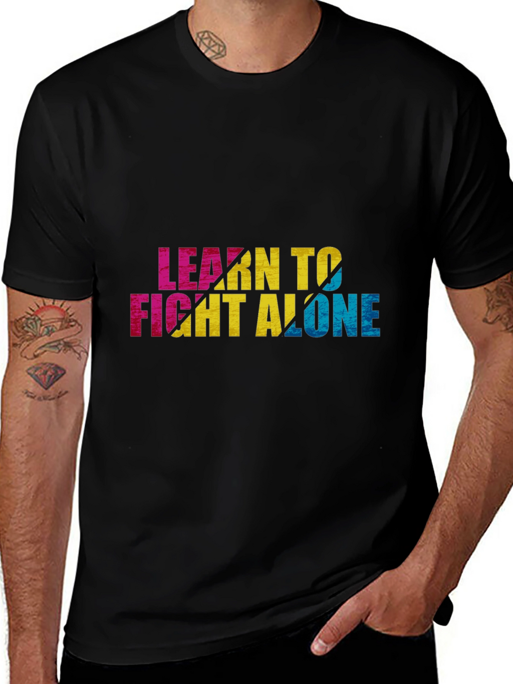 Learn To Fight Alone Graphic Black Tee