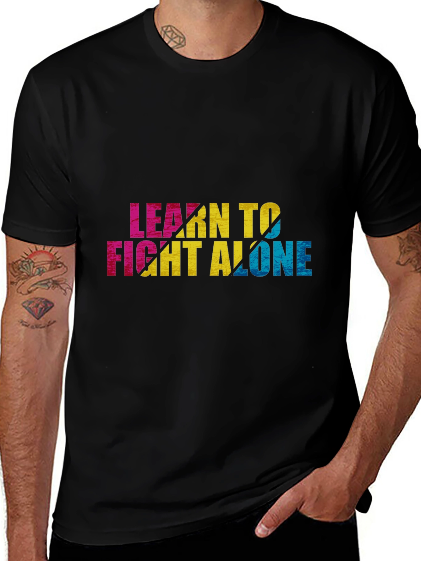 Learn To Fight Alone Graphic Black Tee